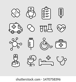 Line medical icons set, flat design symbols for website, business, infographic, mobile concepts and web apps