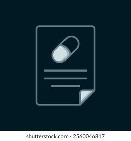 Line Medical prescription icon isolated on black background. Rx form. Recipe medical. Pharmacy or medicine symbol. Flat filled outline style with shadow. Vector