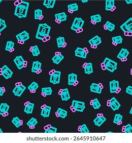 Line Medical prescription icon isolated seamless pattern on black background. Rx form. Recipe medical. Pharmacy or medicine symbol.  Vector