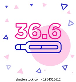 Line Medical thermometer showing normal temperature icon isolated on white background. Colorful outline concept. Vector