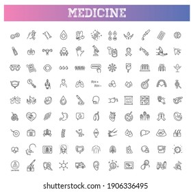 Line medicine concepts, vector outline Icons set