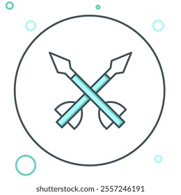 Line Medieval arrows icon isolated on white background. Medieval weapon. Colorful outline concept. Vector