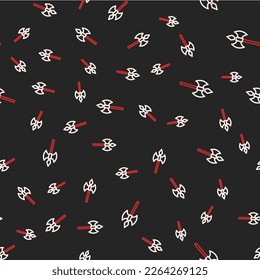 Line Medieval axe icon isolated seamless pattern on black background. Battle axe, executioner axe. Medieval weapon.  Vector