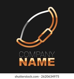 Line Medieval bow icon isolated on black background. Medieval weapon. Colorful outline concept. Vector