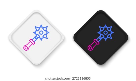 Línea Medieval encadenado icono de bola de maza aislado sobre fondo blanco. Arma medieval Morgenstern o maza con púas. Concepto de contorno colorido. Vector