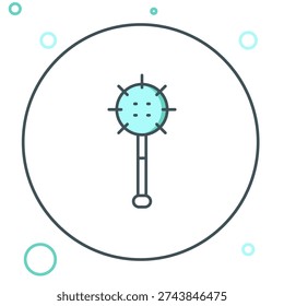 Line Medieval chained mace ball icon isolated on white background. Medieval weapon. Colorful outline concept. Vector