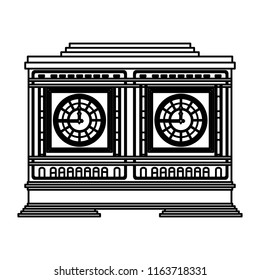 line medieval clock object structure design