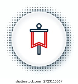 Línea icono de bandera medieval aislado sobre fondo blanco. Country, estado o territorio gobernado por un rey o una reina. Concepto de contorno colorido. Vector