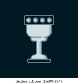 Line Medieval goblet icon isolated on black background. Holy grail. Flat filled outline style with shadow. Vector