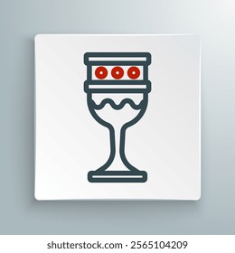 Line Medieval goblet icon isolated on white background. Holy grail. Colorful outline concept. Vector