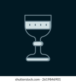 Line Medieval goblet icon isolated on black background. Flat filled outline style with shadow. Vector