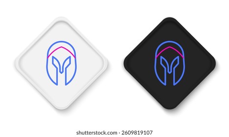 Line Medieval iron helmet for head protection icon isolated on white background. Knight helmet. Colorful outline concept. Vector