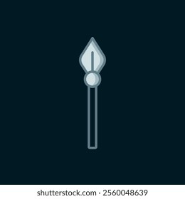 Line Medieval spear icon isolated on black background. Medieval weapon. Flat filled outline style with shadow. Vector