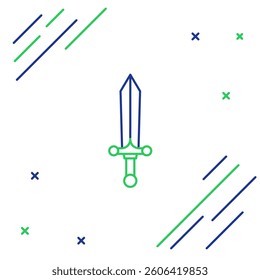 Line Medieval sword icon isolated on white background. Colorful outline concept. Vector