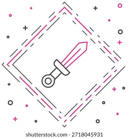 Line Medieval sword icon isolated on white background. Medieval weapon. Colorful outline concept. Vector