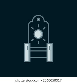 Line Medieval throne icon isolated on black background. Flat filled outline style with shadow. Vector