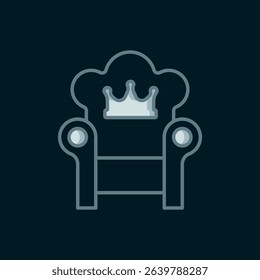 Line Medieval throne icon isolated on black background. Flat filled outline style with shadow. Vector