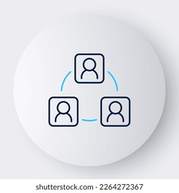 Line Meeting icon isolated on white background. Business team meeting, discussion concept, analysis, content strategy. Presentation conference. Colorful outline concept. Vector