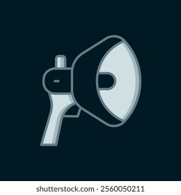 Line Megaphone icon isolated on black background. Speaker sign. Flat filled outline style with shadow. Vector