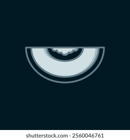 Line Melon fruit icon isolated on black background. Flat filled outline style with shadow. Vector