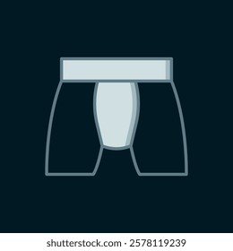 Line Men underpants icon isolated on black background. Man underwear. Flat filled outline style with shadow. Vector