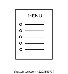 line menu sheet. Isolated on a white background