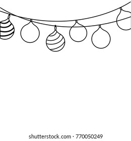 line merry christmas balls decoration design