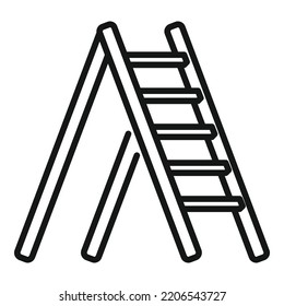 Line metal ladder icon outline vector. Wood step. Stair up