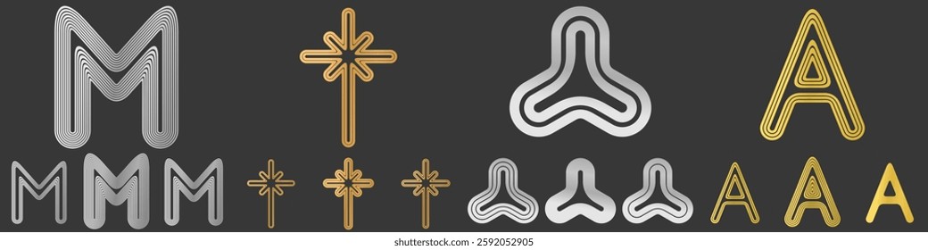 Line metallic logo design collection