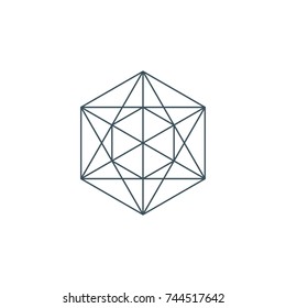 line metatrons cube. sacred geometry. linear pentagram sign or symbol. esoteric or spiritual symbol. isolated on white background. vector illustration