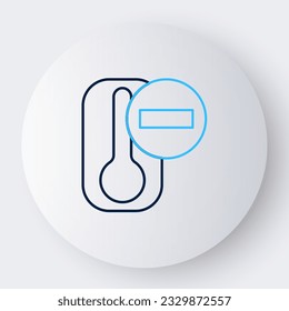 Line Meteorology thermometer measuring heat and cold icon isolated on white background. Thermometer equipment showing hot or cold weather. Colorful outline concept. Vector