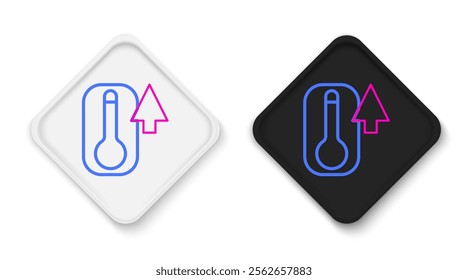 Line Meteorology thermometer measuring heat and cold icon isolated on white background. Thermometer equipment showing hot or cold weather. Colorful outline concept. Vector