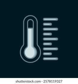 Line Meteorology thermometer measuring icon isolated on black background. Thermometer equipment showing hot or cold weather. Flat filled outline style with shadow. Vector