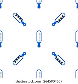 Line Meteorology thermometer measuring icon isolated seamless pattern on white background. Thermometer equipment showing hot or cold weather. Colorful outline concept. Vector