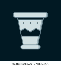 Linie mexikanisches Trommelsymbol einzeln auf schwarzem Hintergrund. Musikzeichen. Symbol für Musikinstrument. Flach ausgefüllter Umrissstil mit Schatten. Vektorgrafik