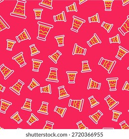 Línea icono de tambor mexicano aislado sin patrón sobre fondo rojo. Signo de música. Símbolo de instrumento musical.  Vector