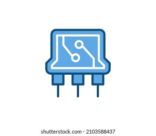 Icono de microchip de línea aislado en fondo blanco. Símbolo de esquema para diseño de sitio web, aplicación móvil, ui. Pictograma electrónico. Ilustración vectorial, с editorial k. 