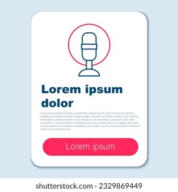 Line Microphone icon isolated on grey background. On air radio mic microphone. Speaker sign. Colorful outline concept. Vector