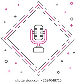 Line Microphone icon isolated on white background. On air radio mic microphone. Speaker sign. Colorful outline concept. Vector Illustration