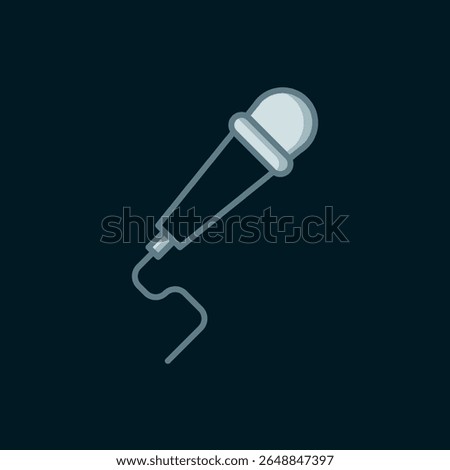 Line Microphone icon isolated on black background. On air radio mic microphone. Speaker sign. Flat filled outline style with shadow. Vector