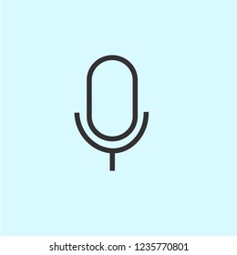 Line microphone icon,vector illustration and blue background