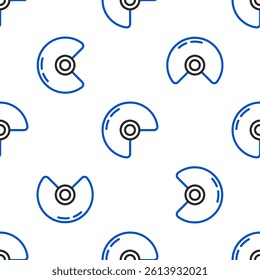 Line Military helmet icon isolated seamless pattern on white background. Army hat symbol of defense and protect. Protective hat. Colorful outline concept. Vector