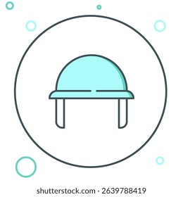 Line Military helmet icon isolated on white background. Army hat symbol of defense and protect. Protective hat. Colorful outline concept. Vector
