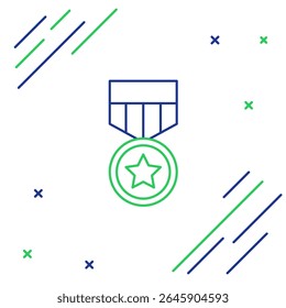 Line Military reward medal icon isolated on white background. Army sign. Colorful outline concept. Vector