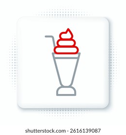 Line Milkshake icon isolated on white background. Plastic cup with lid and straw. Colorful outline concept. Vector