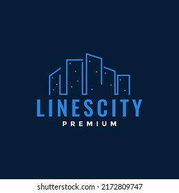 Line Minimal Building City Night Shine Logo Design Vector Graphic Symbol Icon Illustration Creative Idea