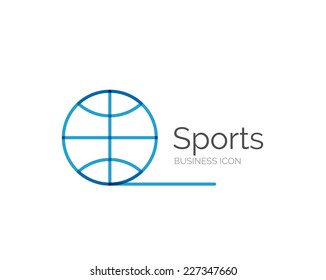 Line minimal design logo, business icon ball sports