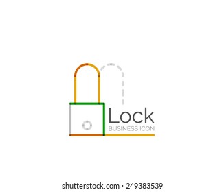 Line minimal design logo, business icon lock