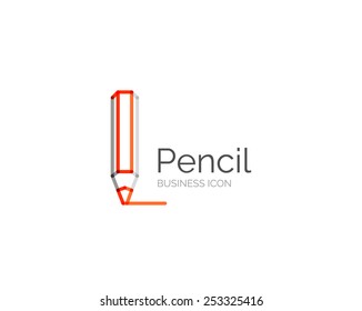 Line minimal design logo, business icon pencil