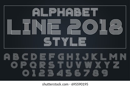 Line minimal futuristic set style technology and modern.Decorative alphabet vector fonts and numbers.Typography design for headlines, labels, posters, logos, cover, etc.